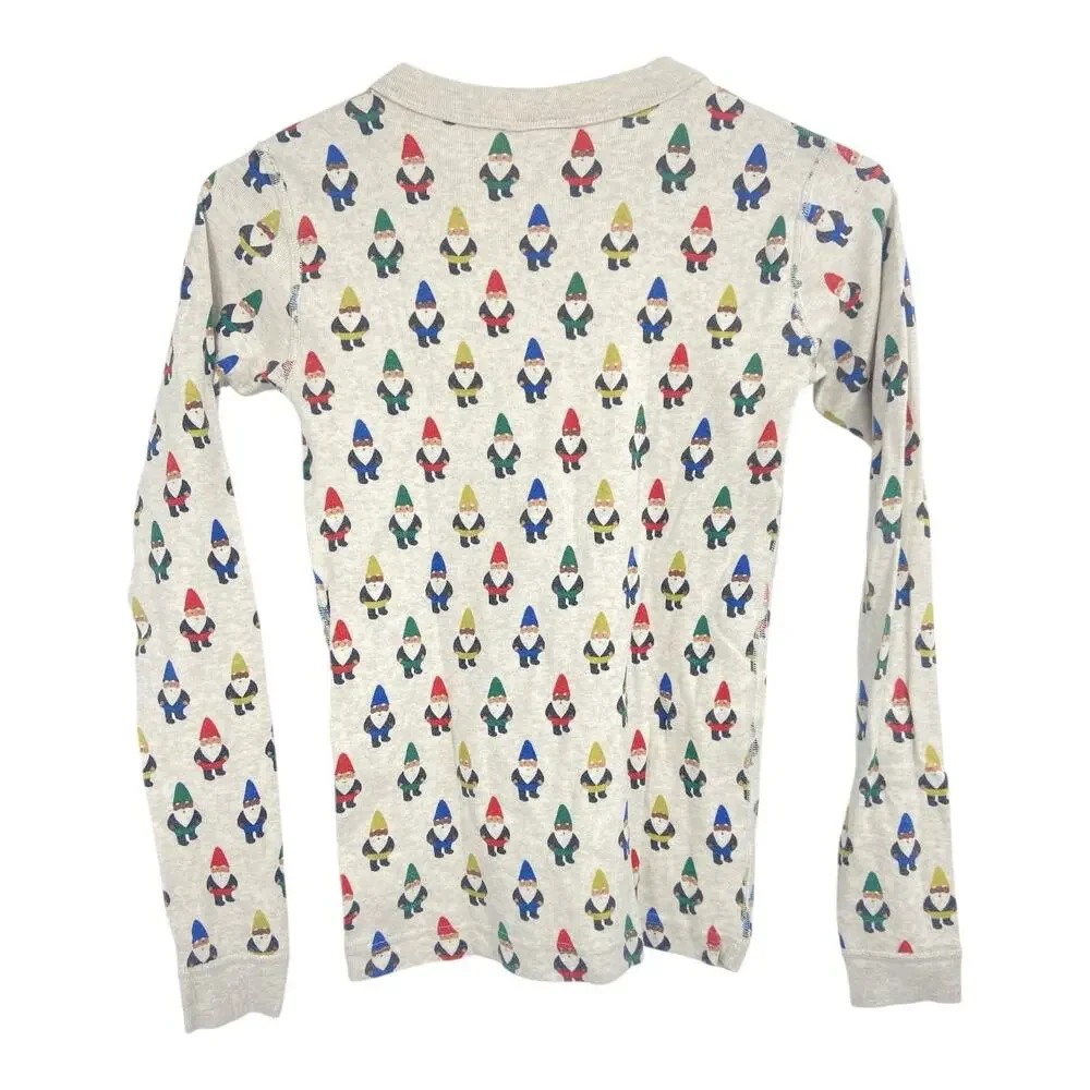 Hanna Andersson Holiday Gnome Long John Pajama Set‎ Cream Long Sleeve Kids 12